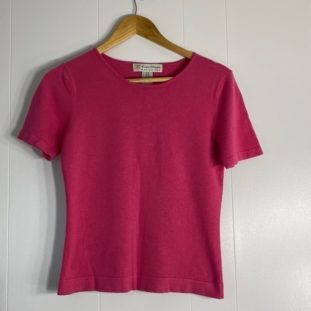 VINTAGE Laura Martin short sleeve pink sweater size S